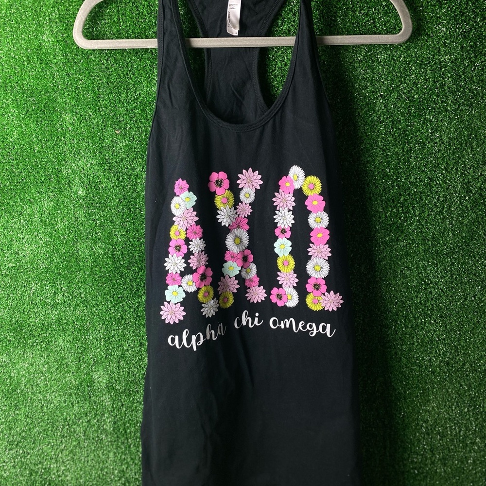 Alpha Chi Omega Black Long Tank Top
